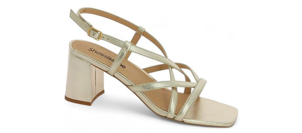 Sandales femme dorées à talon carré grande pointure